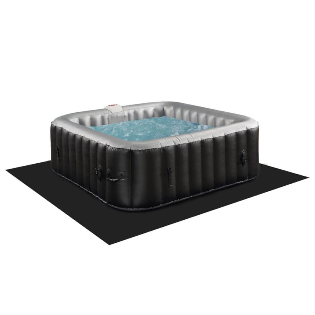 Spa gonflable carré 4 places B-COSY- Jacuzzi - L185 x P185 x H65 cm - 140 buses d'air - 910L - Noir et gris