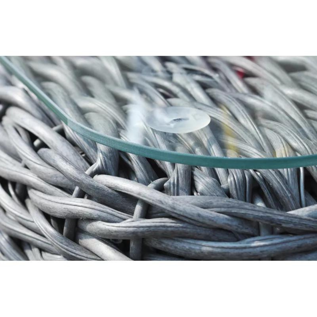 Salon de jardin design bas en résine tressée Paris Garden 7 places gris BAHAMAS