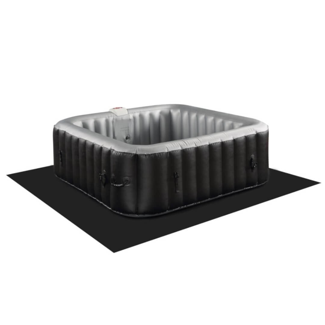 Spa gonflable carré 4 places B-COSY- Jacuzzi - L185 x P185 x H65 cm - 140 buses d'air - 910L - Noir et gris