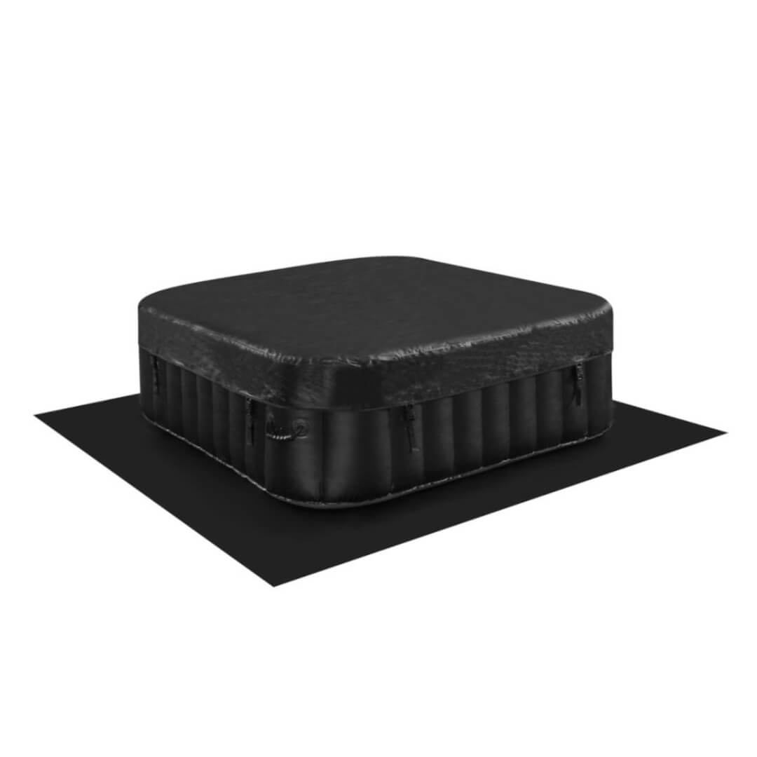 Spa gonflable carré 4 places B-COSY- Jacuzzi - L185 x P185 x H65 cm - 140 buses d'air - 910L - Noir et gris